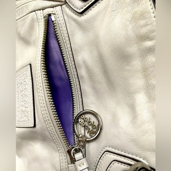 COACH  Legacy Poppy  Leather Rocker Crossbody Double Handles Ivory 16285 - Picture 9 of 16